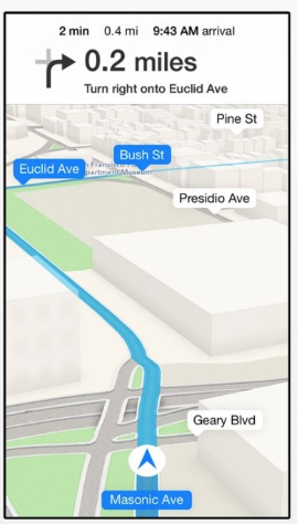 google map driving navigation direction symbol with speech over device